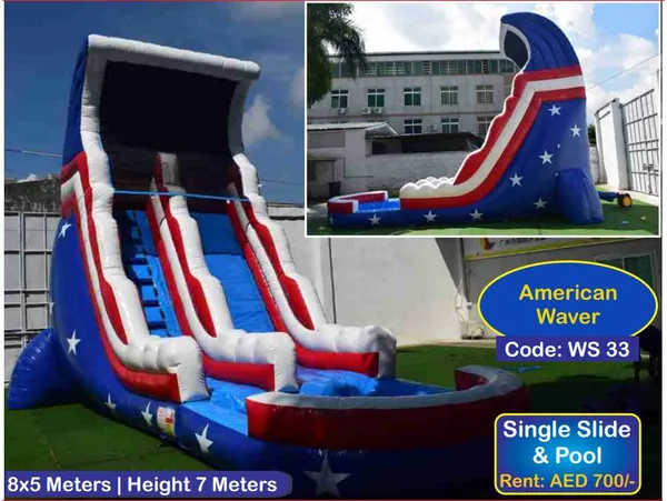 American theme Large Inflatable Water Slide for rent in Dubai
