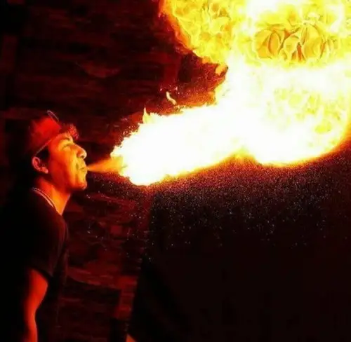 A Fire Breather performing stunt in a show in Dubai