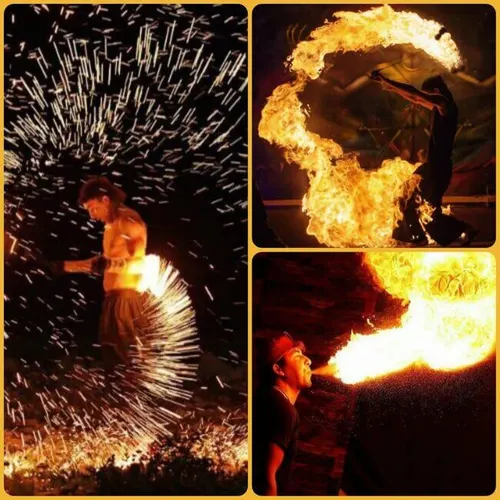 Fire performer showing staunts in Dubai