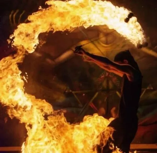 Fire Show Performer Spinning fire poi