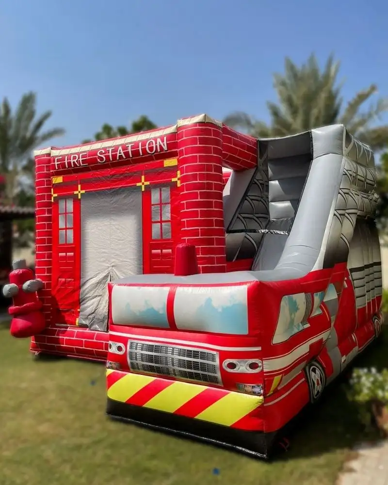Fire-Station-Inflatable-Bouncy-Slide