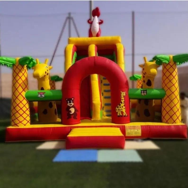 Two-Giraffes-and- Barney-Bouncy Slide