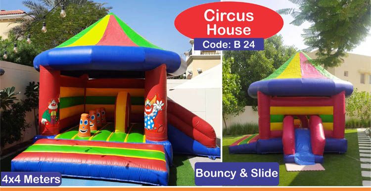 circus-house-Bouncy-Castle-and-slide