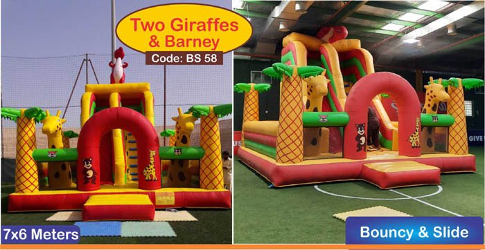 giraffe-and-barney-bouncy-and-slide