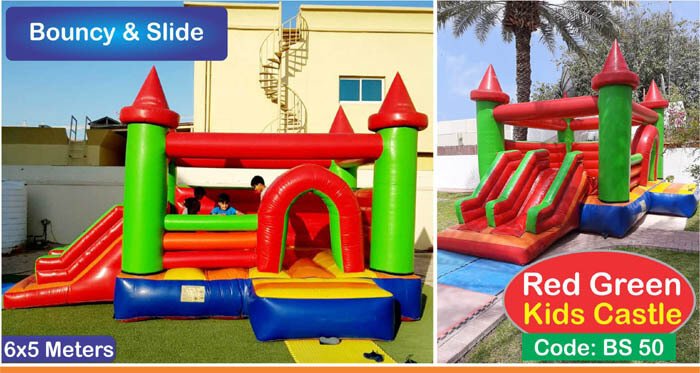 red-green-kids-jumping-bouncy-castles-in-dubai